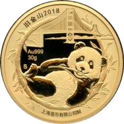 San Francisco 2018 Gold 30g Panda, Golden Gate Bridge